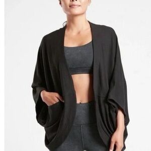 Athleta Cocoon Wrap Black Open-Front Poncho Size 2X